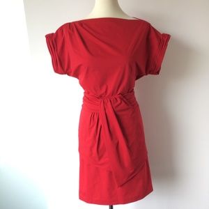 Diane von Furstenberg Front Tie Sash Red Dress